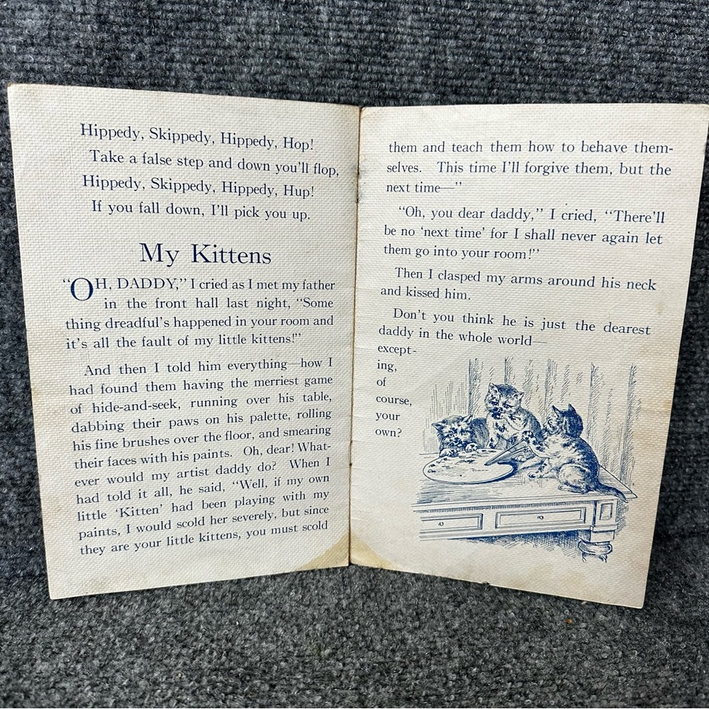 Vintage linen child’s book 1921 Happy Little Girls Linentex Saalfield USA 5.5x9 - Picture 5 of 7